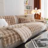 Thick Sofa Cushion Solid Color Faux Fur Fluffy Sofa Cushion Non-Slip Couch Covers - Ornate Home