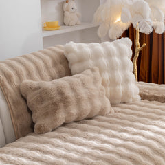 Thick Sofa Cushion Solid Color Faux Fur Fluffy Sofa Cushion Non-Slip Couch Covers - Ornate Home