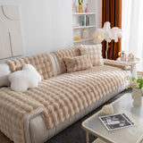 Thick Sofa Cushion Solid Color Faux Fur Fluffy Sofa Cushion Non-Slip Couch Covers - Ornate Home