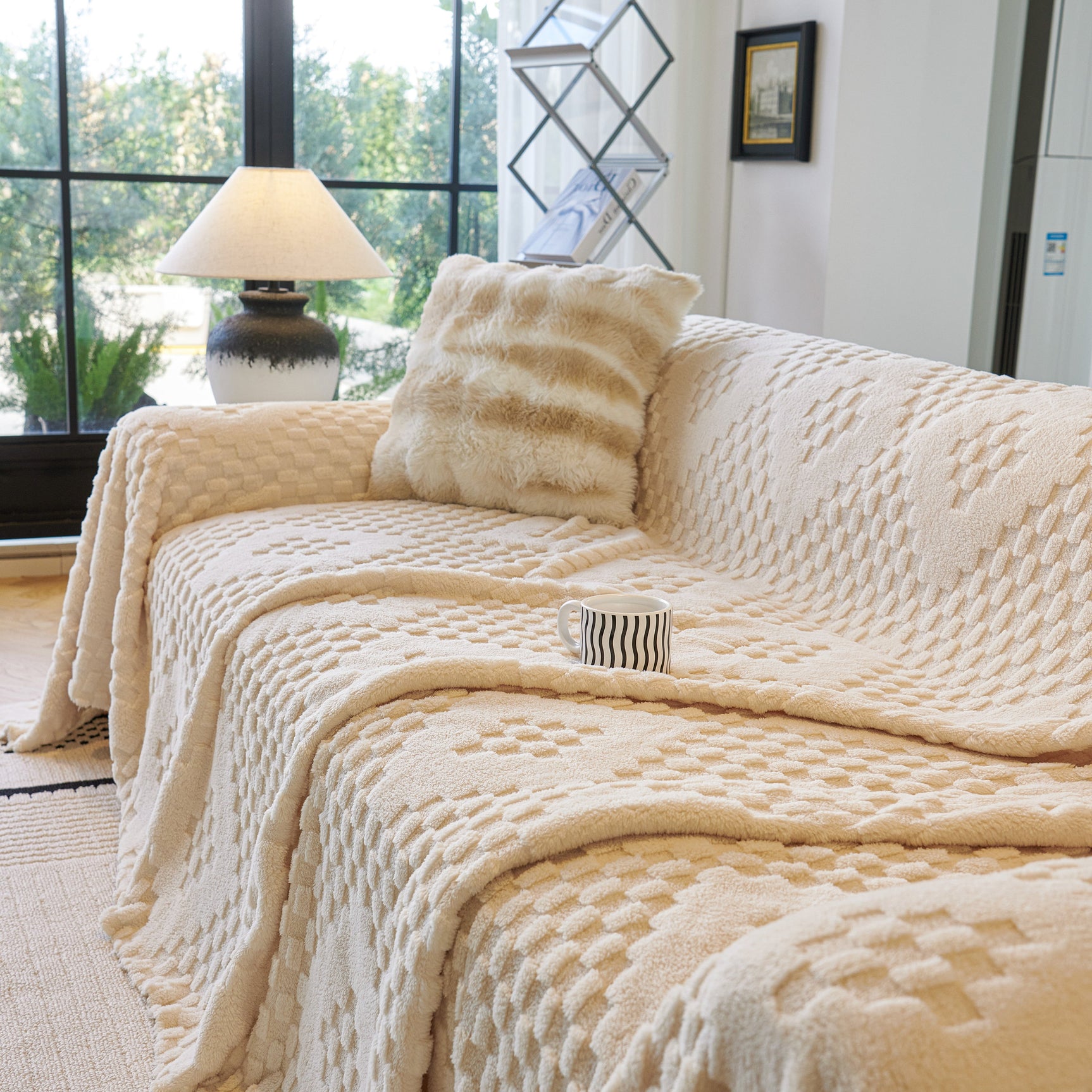 Thickened 3D Plush Premium Living Spaces Couch Covers Soft and Warm Couch Protector Blanket - Ornate Home