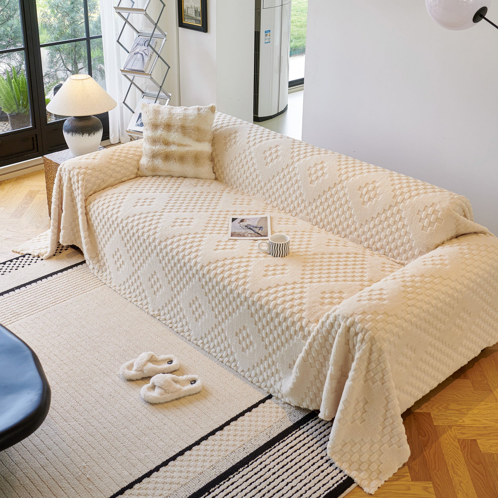 Thickened 3D Plush Premium Living Spaces Couch Covers Soft and Warm Couch Protector Blanket - Ornate Home