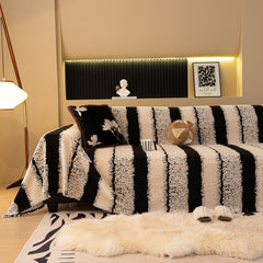 Thickened Coral Fleece Sofa Throw Cover Slipcover Warm Jacquard Cozy Couch Cover Blankets - Ornate Home