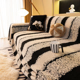 Thickened Coral Fleece Sofa Throw Cover Slipcover Warm Jacquard Cozy Couch Cover Blankets - Ornate Home