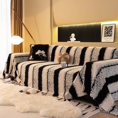 Thickened Coral Fleece Sofa Throw Cover Slipcover Warm Jacquard Cozy Couch Cover Blankets - Ornate Home