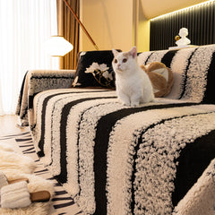 Thickened Coral Fleece Sofa Throw Cover Slipcover Warm Jacquard Cozy Couch Cover Blankets - Ornate Home