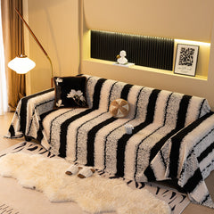 Thickened Coral Fleece Sofa Throw Cover Slipcover Warm Jacquard Cozy Couch Cover Blankets - Ornate Home