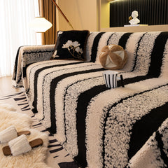 Thickened Coral Fleece Sofa Throw Cover Slipcover Warm Jacquard Cozy Couch Cover Blankets - Ornate Home