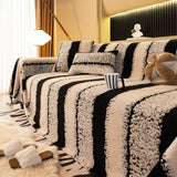 Thickened Coral Fleece Sofa Throw Cover Slipcover Warm Jacquard Cozy Couch Cover Blankets - Ornate Home