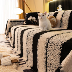 Thickened Coral Fleece Sofa Throw Cover Slipcover Warm Jacquard Cozy Couch Cover Blankets - Ornate Home