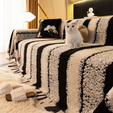 Thickened Coral Fleece Sofa Throw Cover Slipcover Warm Jacquard Cozy Couch Cover Blankets - Ornate Home