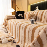 Thickened Coral Fleece Sofa Throw Cover Slipcover Warm Jacquard Cozy Couch Cover Blankets - Ornate Home