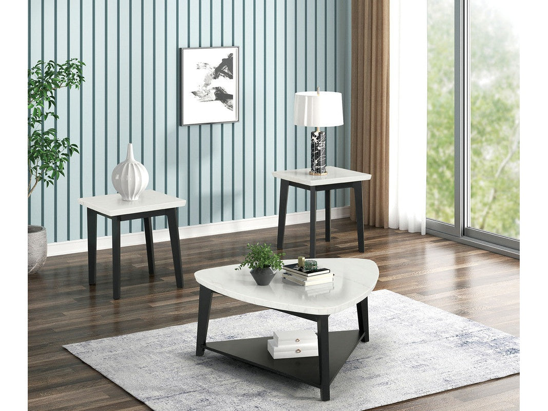 Thisted White/Black Triangle Marble Coffee Table - Ornate Home