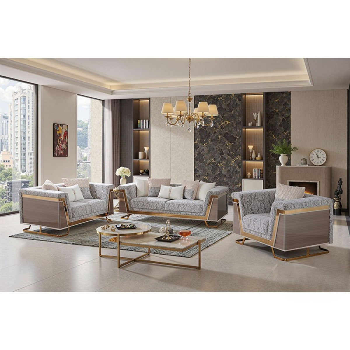 Thomasyn Gold/Animal Print Loveseat - Ornate Home