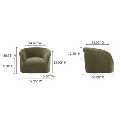 Thora Dark Green Lounge Chair - Ornate Home