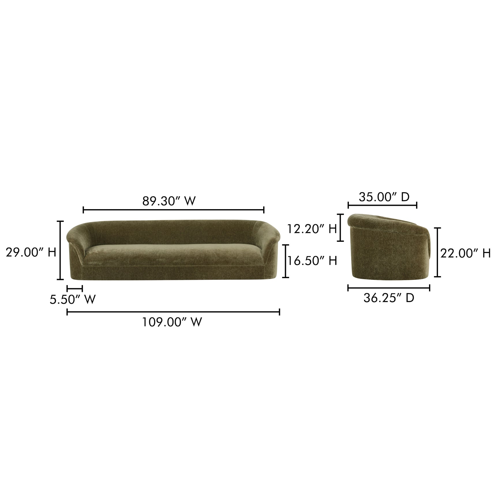 Thora Dark Green Sofa - Ornate Home