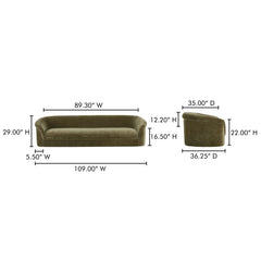 Thora Dark Green Sofa - Ornate Home