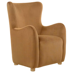 Thornton Cognac Velvet Upholstered Wingback Lounge Accent Chair - Ornate Home