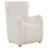 Thornton Ivory Faux Fur Upholstered Wingback Lounge Accent Chair - Ornate Home
