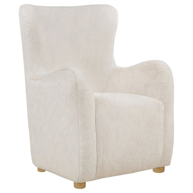 Thornton Ivory Faux Fur Upholstered Wingback Lounge Accent Chair - Ornate Home