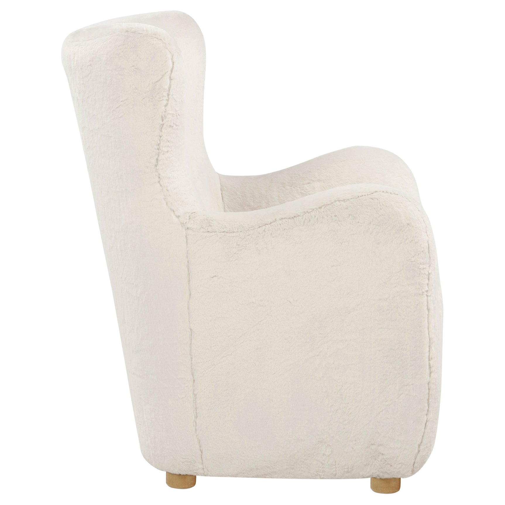 Thornton Ivory Faux Fur Upholstered Wingback Lounge Accent Chair - Ornate Home