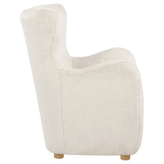 Thornton Ivory Faux Fur Upholstered Wingback Lounge Accent Chair - Ornate Home