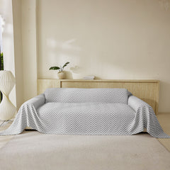 Three Layer Woven Soft Breathable Sofa Cover Blanket, Textured Chevron Couch Cover - Ornate Home