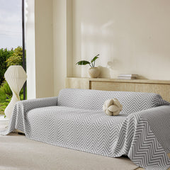 Three Layer Woven Soft Breathable Sofa Cover Blanket, Textured Chevron Couch Cover - Ornate Home