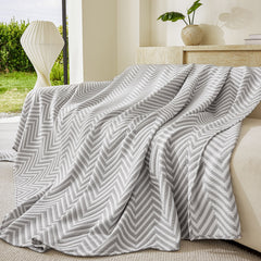 Three Layer Woven Soft Breathable Sofa Cover Blanket, Textured Chevron Couch Cover - Ornate Home