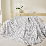 Three Layer Woven Soft Breathable Sofa Cover Blanket, Textured Chevron Couch Cover - Ornate Home