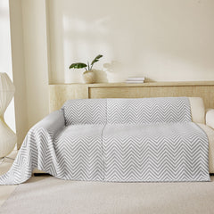Three Layer Woven Soft Breathable Sofa Cover Blanket, Textured Chevron Couch Cover - Ornate Home