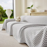 Three Layer Woven Soft Breathable Sofa Cover Blanket, Textured Chevron Couch Cover - Ornate Home