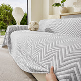 Three Layer Woven Soft Breathable Sofa Cover Blanket, Textured Chevron Couch Cover - Ornate Home