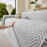 Three Layer Woven Soft Breathable Sofa Cover Blanket, Textured Chevron Couch Cover - Ornate Home