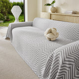 Three Layer Woven Soft Breathable Sofa Cover Blanket, Textured Chevron Couch Cover - Ornate Home