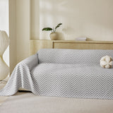 Three Layer Woven Soft Breathable Sofa Cover Blanket, Textured Chevron Couch Cover - Ornate Home