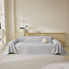 Three Layer Woven Soft Breathable Sofa Cover Blanket, Textured Chevron Couch Cover - Ornate Home