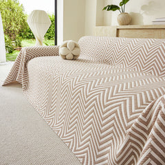 Three Layer Woven Soft Breathable Sofa Cover Blanket, Textured Chevron Couch Cover - Ornate Home