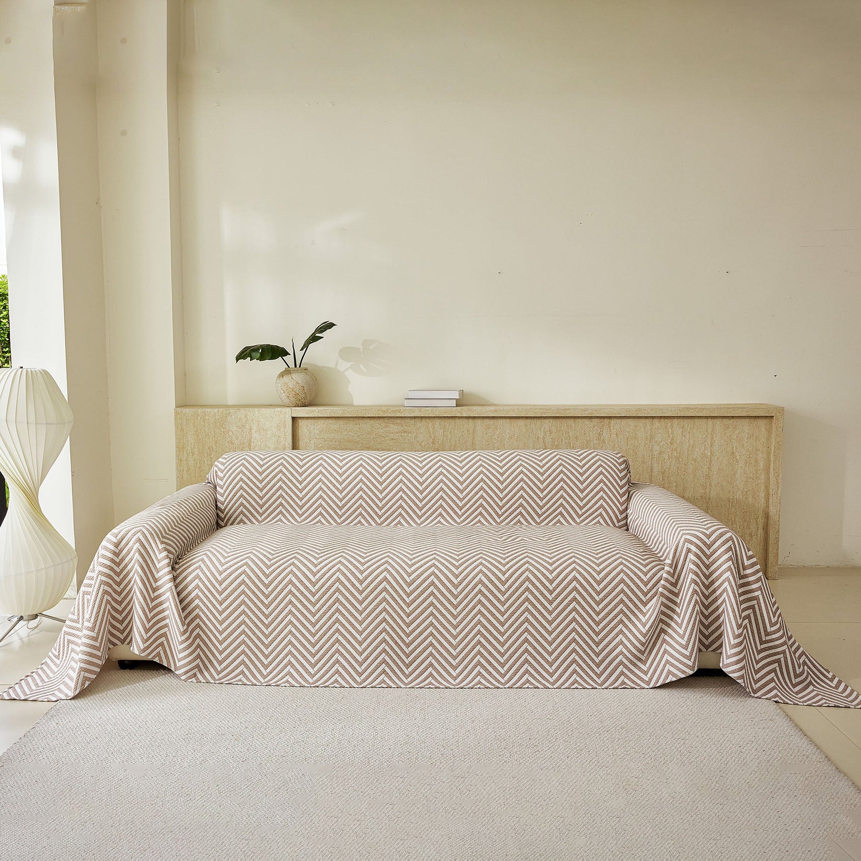 Three Layer Woven Soft Breathable Sofa Cover Blanket, Textured Chevron Couch Cover - Ornate Home