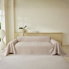 Three Layer Woven Soft Breathable Sofa Cover Blanket, Textured Chevron Couch Cover - Ornate Home