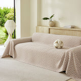 Three Layer Woven Soft Breathable Sofa Cover Blanket, Textured Chevron Couch Cover - Ornate Home