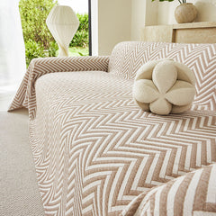 Three Layer Woven Soft Breathable Sofa Cover Blanket, Textured Chevron Couch Cover - Ornate Home