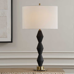 Threefold Black Stone Table Lamp - Ornate Home