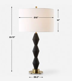 Threefold Black Stone Table Lamp - Ornate Home