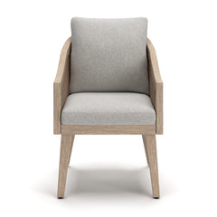 Thunder Trails Light Gray/Beige Outdoor Arm Chair (Set of 2) - Ornate Home
