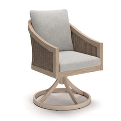 Thunder Trails Light Gray/Beige Outdoor Swivel Chair (Set of 2) - Ornate Home