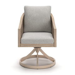 Thunder Trails Light Gray/Beige Outdoor Swivel Chair (Set of 2) - Ornate Home