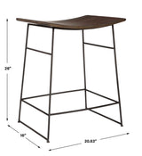 Thura Walnut Counter Stool - Ornate Home