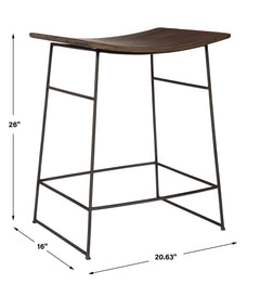 Thura Walnut Counter Stool - Ornate Home