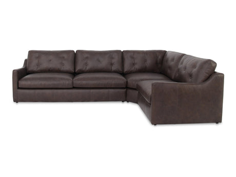 Thurlow Espresso Brown Leather 3 Piece Right Modular Sectional - Ornate Home