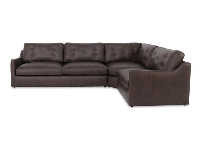 Thurlow Espresso Brown Leather 3 Piece Right Modular Sectional - Ornate Home